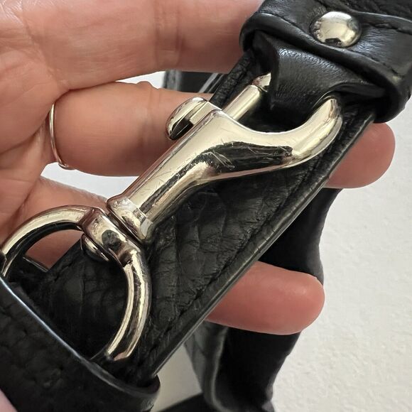 Coach F19722 Black Pebble Leather Chain Duffle Cross Body Shoulder Bag Purse - Picture 5 of 14